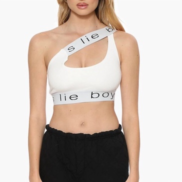 one shoulder bralette in white