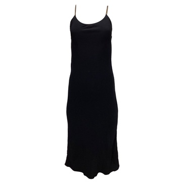 chelsea chain-embellished crepe midi dress in black viscose
