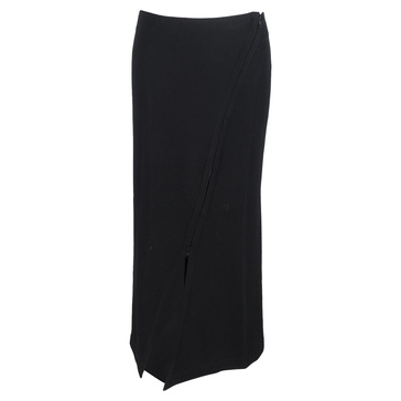 asymmetric zip maxi skirt in black wool