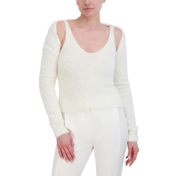 womens eyelash ribbed sweater set