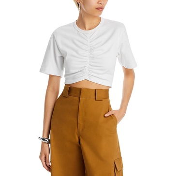 johanna womens crewneck cinched cropped