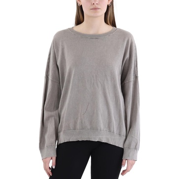 womens ribbed trim  cotton pullover sweater