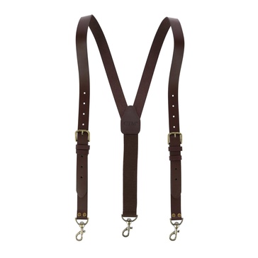 men's coated leather buckle strap suspenders with metal swivel hook ends