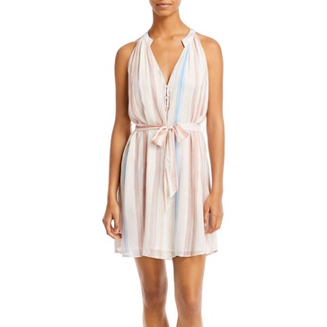 womens striped mini halter dress