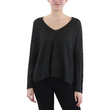womens organic linen long sleeve v-neck sweater