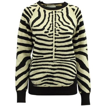 rizzou zebra print knit sweater in multicolor rayon