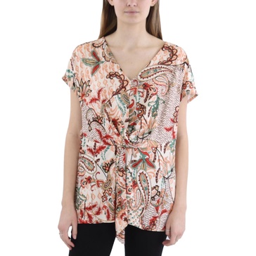 womens printed gathered pullover top