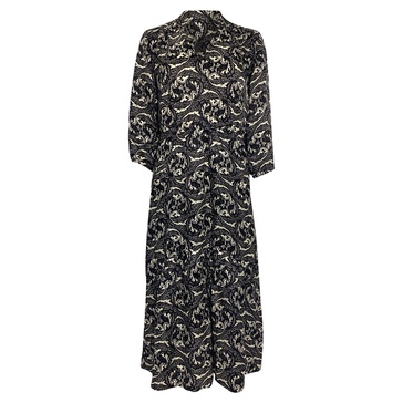 song printed midi dress in black viscose