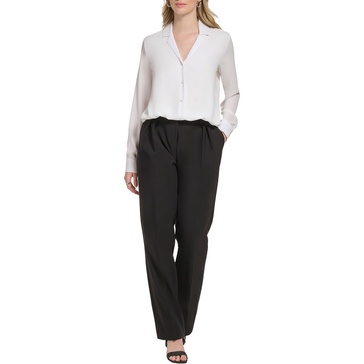womens collared long sleeve button-down top