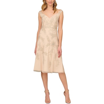 womens knee-length embellished cocktail and party dress