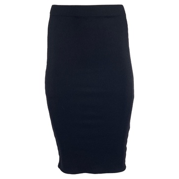 fitted knee length skirt in black nylon