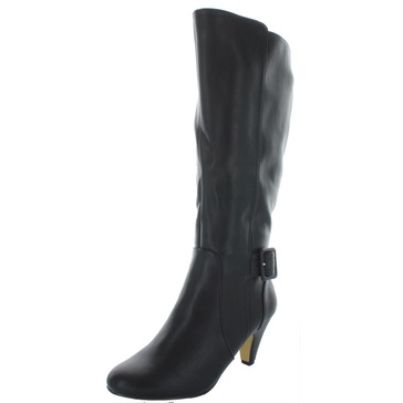 troy ii plus womens wide calf faux leather knee-high boots