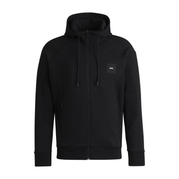 zip-up hoodie with logo patch