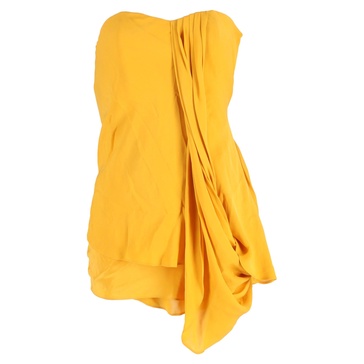 strapless mini dress in yellow silk