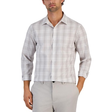 mens plaid cotton button-down shirt