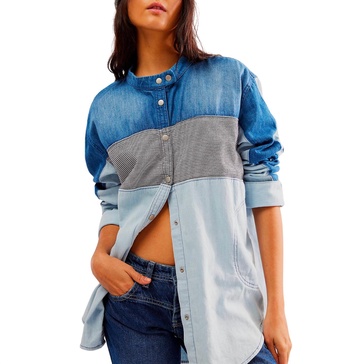 moto colorblock shirt in blue combo