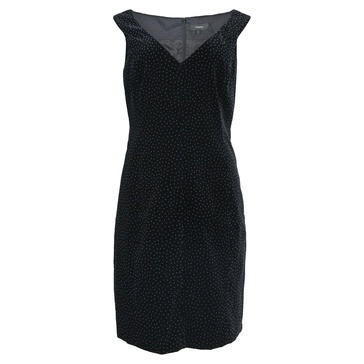 off-the-shoulder polka-dot mini dress in black cotton