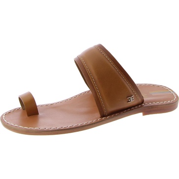womens leather toe loop slide sandals