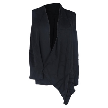 deep neck sleeveless top in black viscose