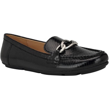 lenika womens faux leather embossed loafers