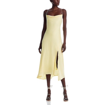 gaia womens satin calf midi dress