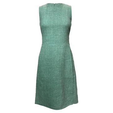 sleeveless knee-length dress in green linen