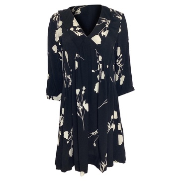 pansy floral mini dress in black viscose
