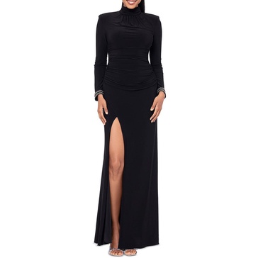 petites womens embellished polyester evening dress