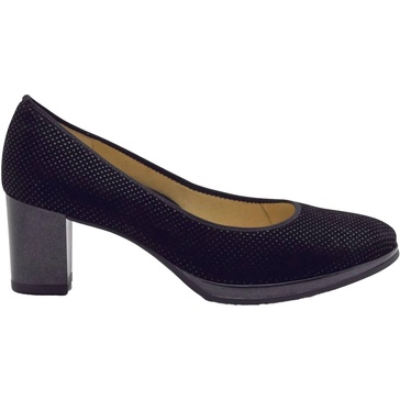 women's ophelia heel - wide in black puntikid leather