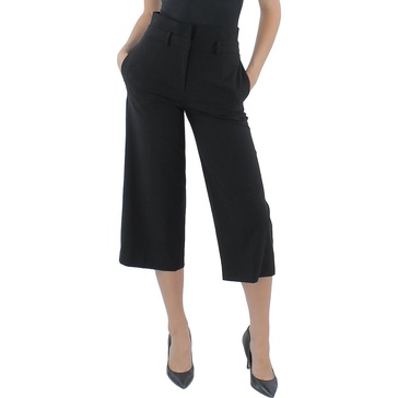 petites womens solid polyester cropped pants