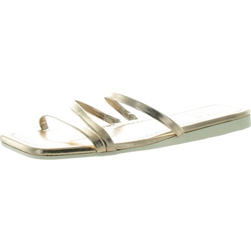 womens metallic faux leather slide sandals