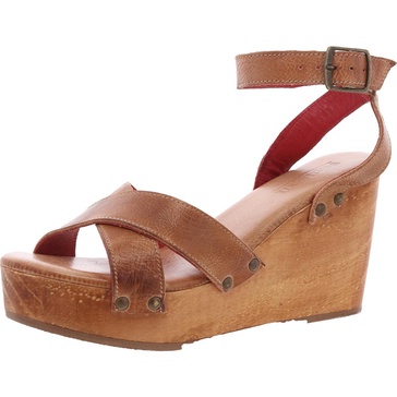 grettell womens buckle leather wedge sandals