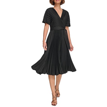 womens pleated knit midi dress