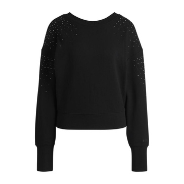 embellished sweatshirt in cotton terry with ribbed trims