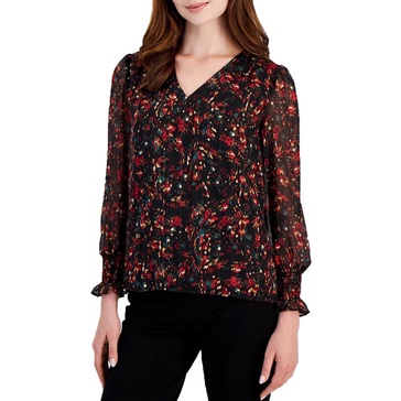 womens printed chiffon blouse