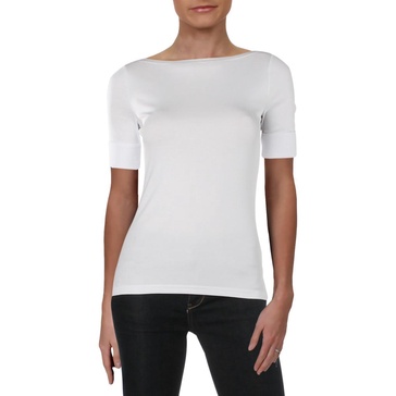petites womens cuffed side slit t-shirt