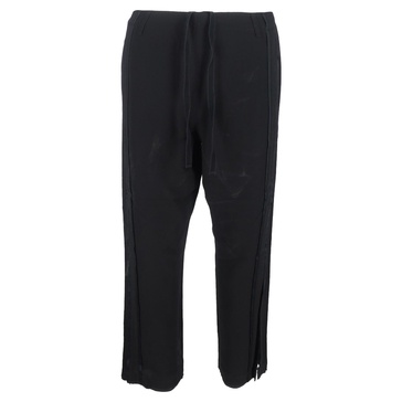 drawstring wide-leg trousers in black wool