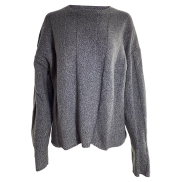 knitted crewneck sweater in grey wool