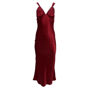 neola midi dress in red silk