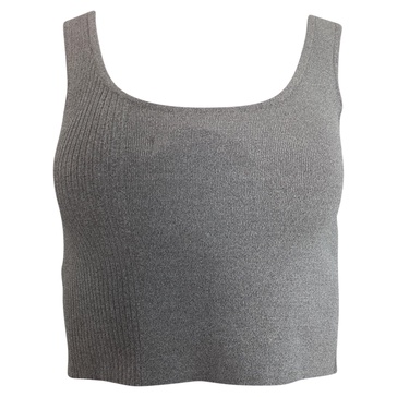back cutout sleeveless crop top in grey rayon