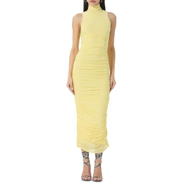 fiorella womens mock turtle neck ruched bodycon dress