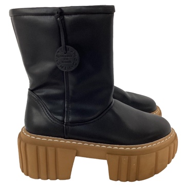 emilie teddy platform boots in black leather