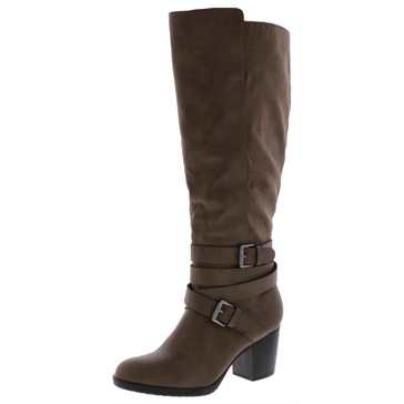 jomaris womens mixed media block heel boot