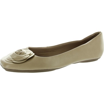 anastatsia womens rosette faux leather ballet flats
