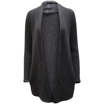 ribbed cardigan in black wool