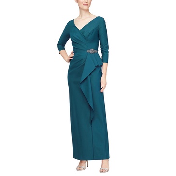 womens pleated long evening dress