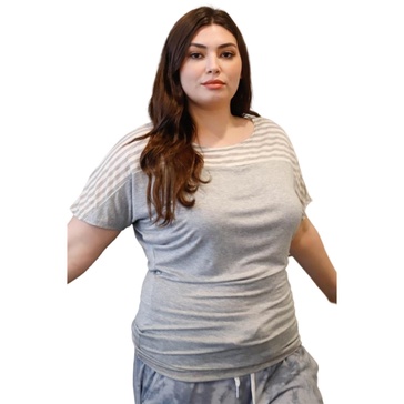 plus stripe short sleeve top