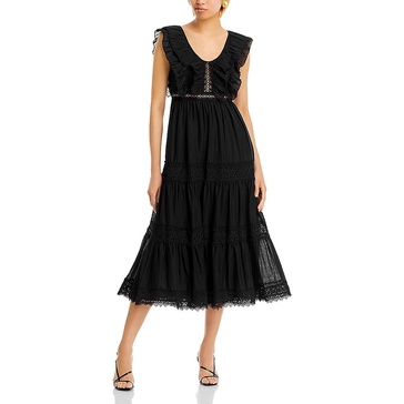 womens ruffled cut out midi dress