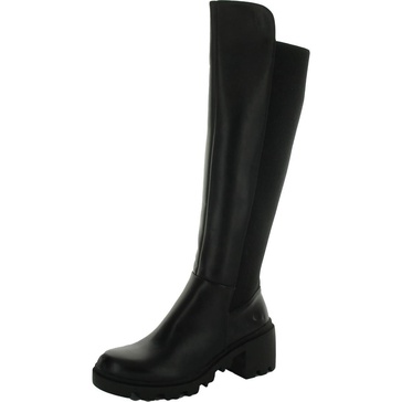 womens faux leather zipper knee-high boots
