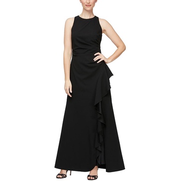 womens ruched ruffles evening dress